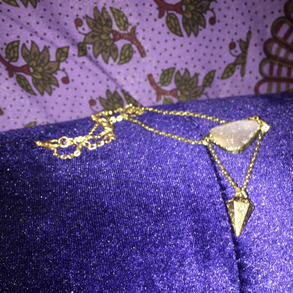 Lilac Quartz Golden Dangly Necklace